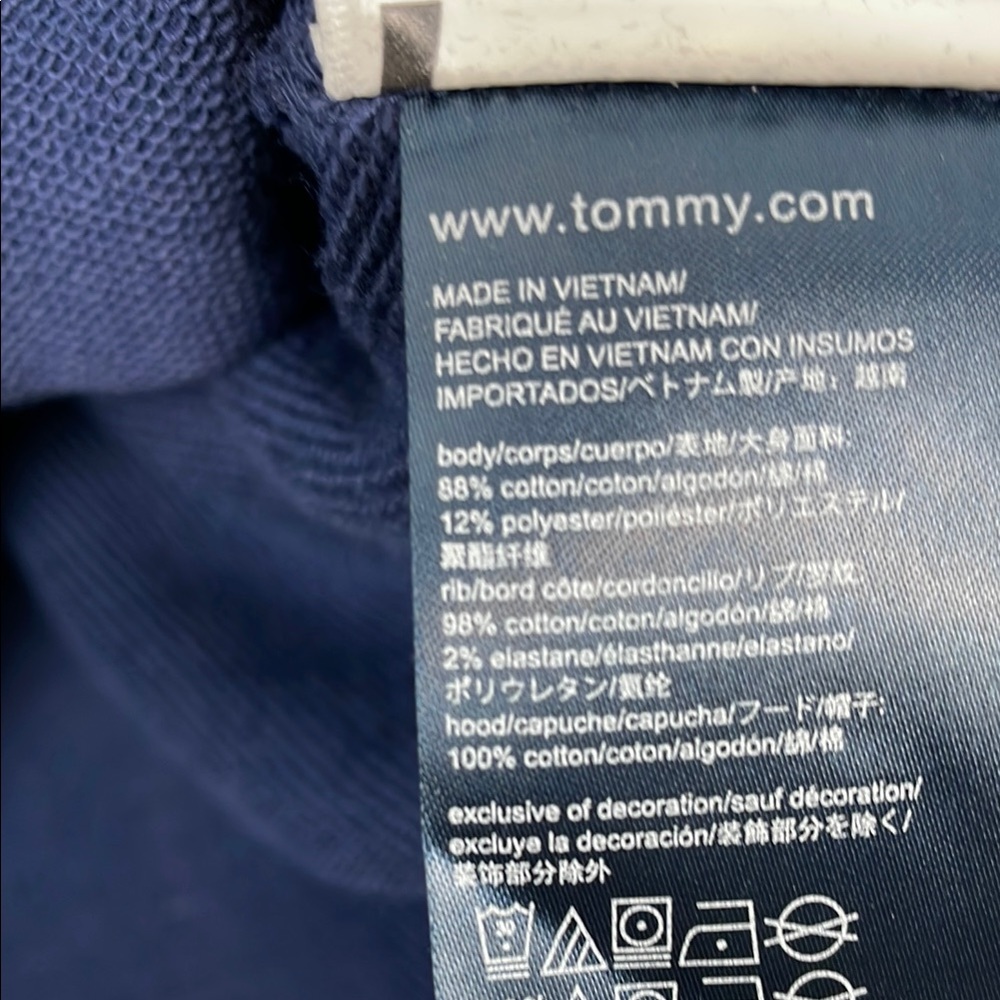Tommy Hilfiger Denim Long Sleeve 1/2 Zip Pullover Blue Hooded Sweatshirt Dress - Picture 8 of 9